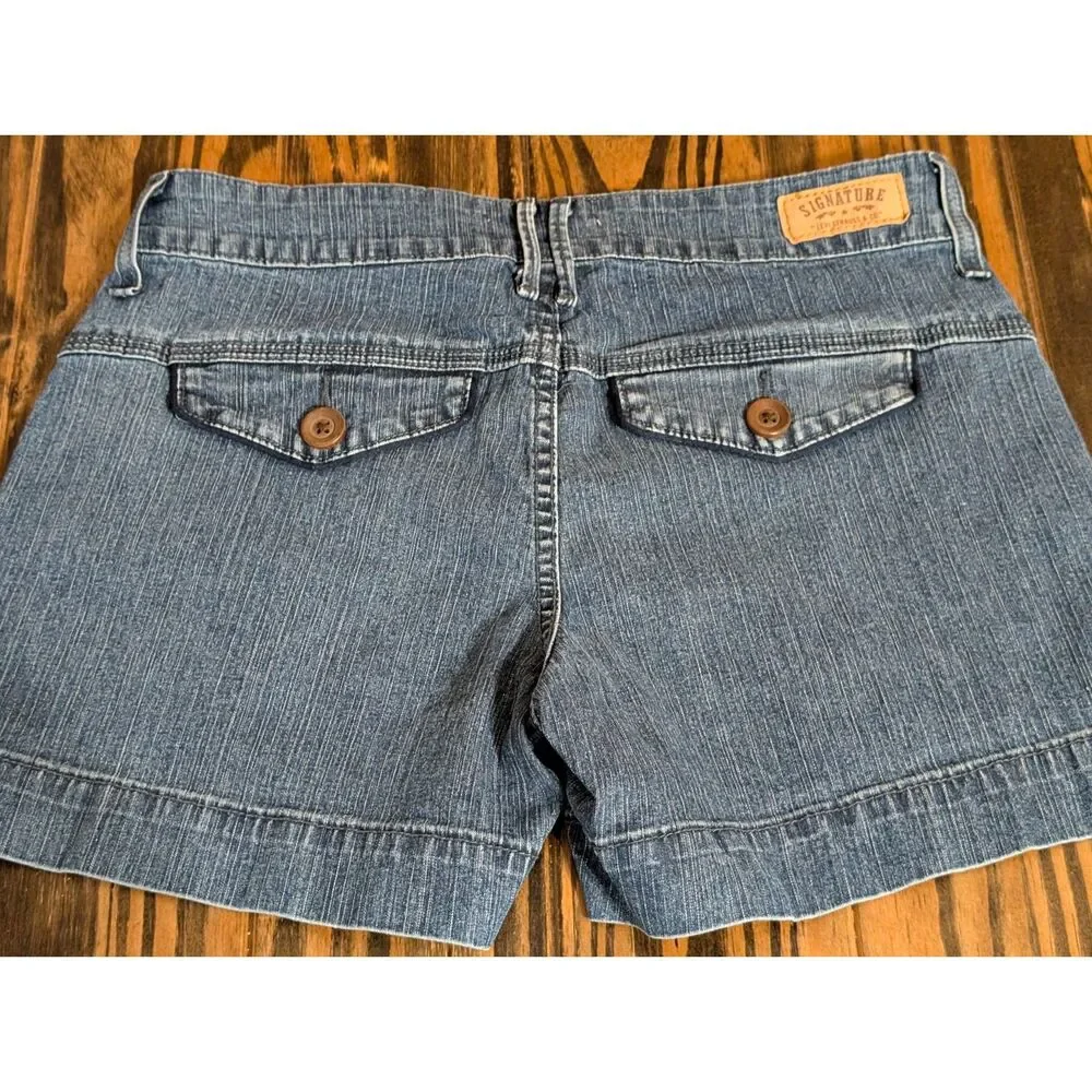 Signature Levi Strauss Wide Hem Denim Trouser Shorts Flap Pockets - Size 8